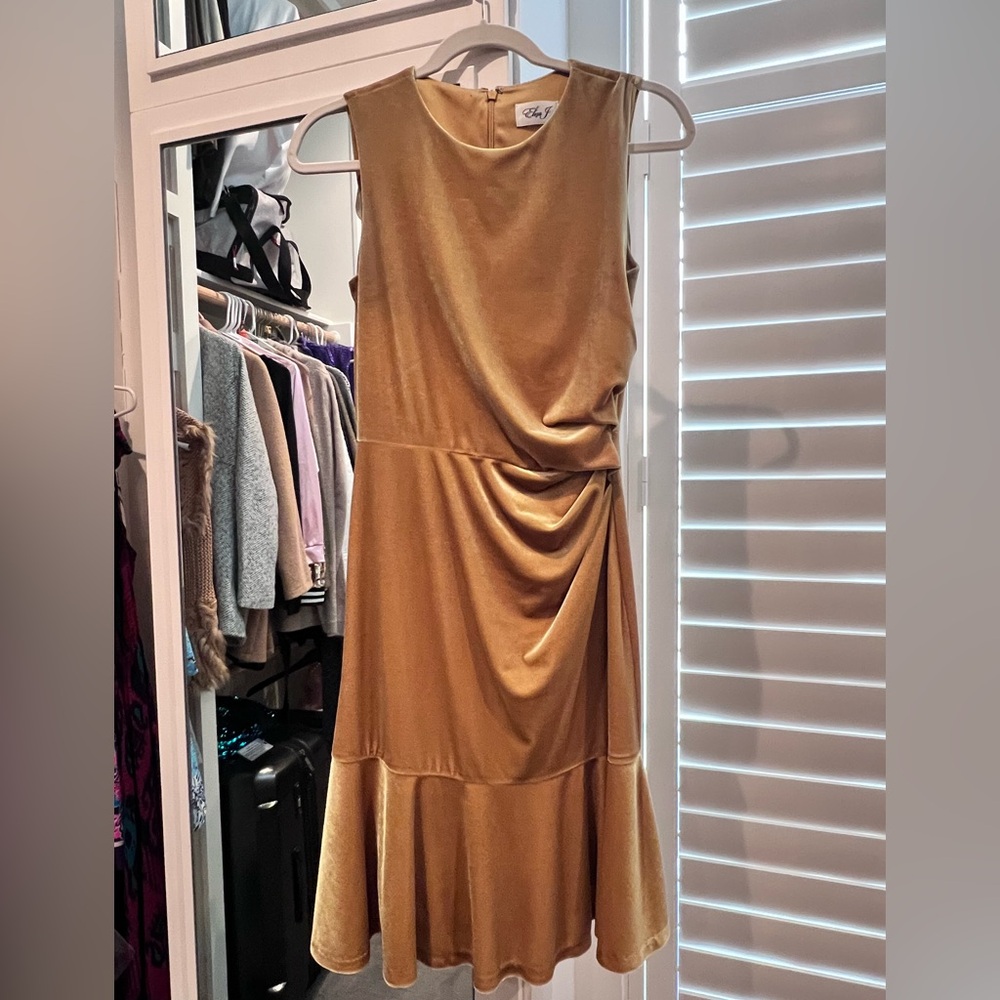 Eliza J Gold Velvet Dress